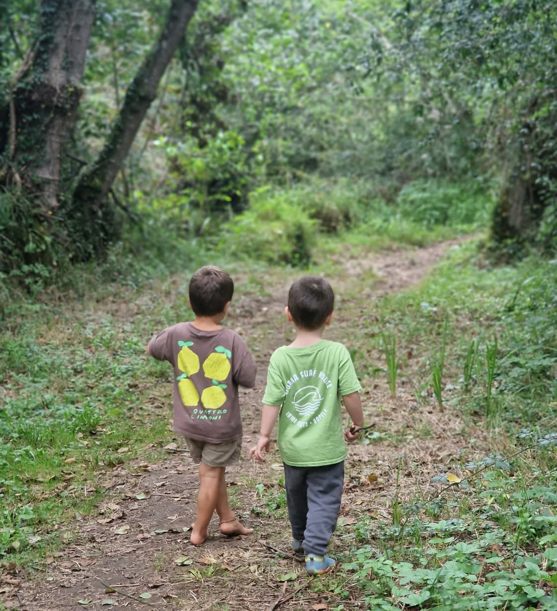 Niños jugando en el monte